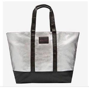 NWT Victoria Secret Metallic Silver Weekender Tote